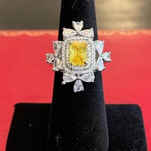 Canary Yellow Vintage Style Cocktail Ring